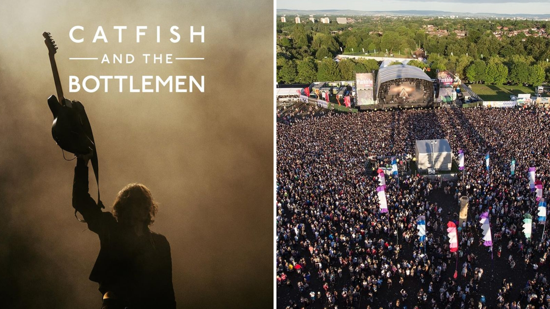 Catfish and The Bottlemen poster (left), Heaton Park gig (right)