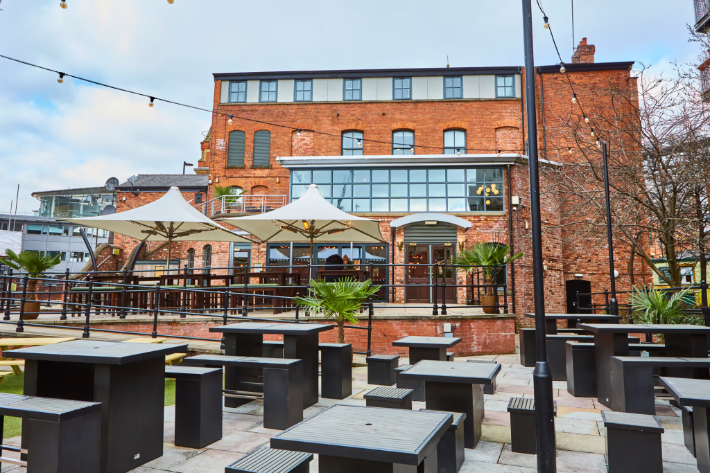 Rain bar in Manchester and their beer garden